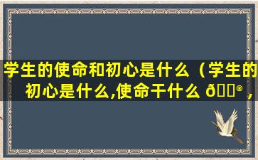 学生的使命和初心是什么（学生的初心是什么,使命干什么 💮 ,奋斗比什么）